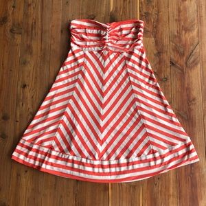 Ella Moss Orange & White Chevron Strapless Dress